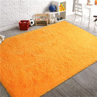 Tapis en microfibre ultra doux de style américain, écologique, rouge uni, pelucheux, à poils longs, antidérapant, lavable en machine