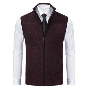 <span class=keywords><strong>Chaleco</strong></span> de punto para hombre 2026, cuello alto, sin mangas, suéter grueso con cremallera, chaqueta de moda - Product Image 2