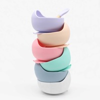 Ensemble d'alimentation en silicone pour tout-petits et bébés personnalisable en gros bol à ventouse ustensiles bol en silicone pour bébé avec cuillère