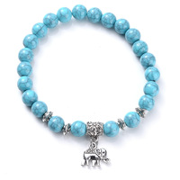 Bracelet en pierre naturelle à motif animalier de style ethnique, perles dorées et argentées, pour unisexe - Bijoux en gros