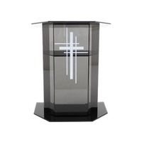Diseños de Púlpitos para Iglesia Podio de Acrílico Transparente Púlpito de Iglesia con Cruz Cristiana Atril de Pie Fácil de Ensamblar