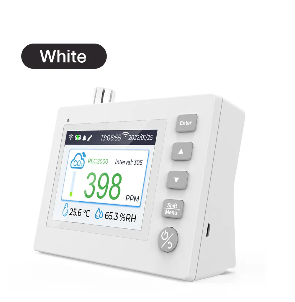 4.0 inches color screen data logger download in PDF file 2000 groups CO2 meter desktop with world level sensor