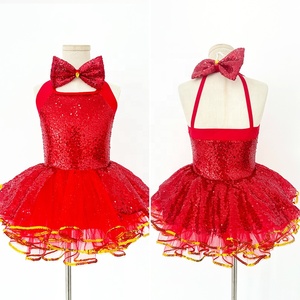 Robe tutu pour filles, costume de danse de ballet, robe de scène sans manches pour filles, tenue de danse colorée, robe de ballet avec paillettes - Product Image 2