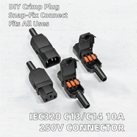 Bloc de bornes industriel IEC C13 C14 à connexion rapide, adaptateur d'alimentation 10A 250V, prise femelle en cuivre, fixation en nylon, réutilisable
