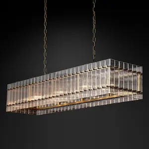 Newest Factory Restoration Chandeliers Lighting HardwareI Large Luxury Dining Cheap Glass Rectangle Chandelier Light