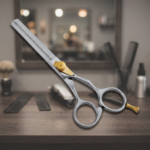 Ciseaux professionnels pour la parrure des cheveux, en acier inoxydable, 32 dents, pointe arrondie, pour droitiers, manche long, ciseaux de coiffure - Product Image 2