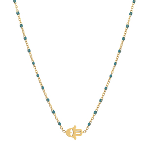 Collares con Colgante <span class=keywords><strong>de</strong></span> Mano <span class=keywords><strong>de</strong></span> Hamsa <span class=keywords><strong>de</strong></span> Acero Inoxidable y Cuentas Delicas para Mujer, Joyería Turca <span class=keywords><strong>de</strong></span> Ojo Turco, Gargantilla Bohemia para Boda y Fiesta - Product Image 1