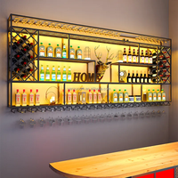 Meubles de bar personnalisés, étagères de rangement pour vin, éclairage LED, décoration murale, présentoirs à vin industriels, étagères à vin en métal