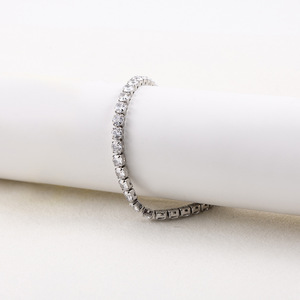 yunnique Fashion Tennis <b>Bracelet</b> 4mm Titanium Steel Zircon Channel Setting Adjustable Unisex Jewelry - Product Image 4