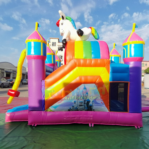 Château gonflable commercial extérieur pour enfants avec toboggan et structure de jeu, thème conte de fées - Product Image 4