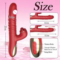 Juguetes Sexuales para Adultos, Vibrador de Conejo Telescópico con Movimiento de Empuje, Estimulador de Clítoris y Punto G para Mujer