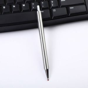 No Clip Minimalist All Stainless Steel Click Gel <b>Pen</b>, Seamless Brushed Metal <b>Retractable</b> Signature <b>Pen</b> Custom Laser Logo - Product Image 6