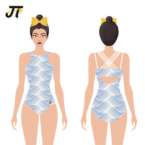 Гимнастический купальник для детей - Красный соревновательный гимнастический купальник с юбкой для тренировок и выступлений по художественной гимнастике - Product Image 2