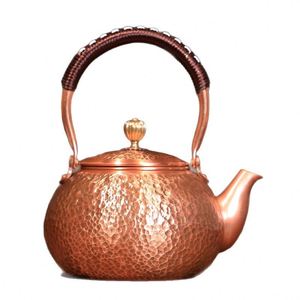 Handmade Pure Copper Teapot Set Red Copper Stovetop <b>Kettle</b> Heat Resistant for Home Tea Ceremony Bonfire Brewing Teapot - Product Image 4