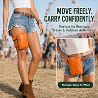 Sac de jambe Sinmelon personnalisé avec logo holographique, forme baril, sangle réglable, en PU imperméable, transparent, avec fermeture éclair pour téléphone