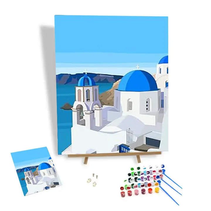 Pintura por números para adultos paisaje playa Castillo Diy pintura por números Kits personalizado hecho a mano pintura acrílica 24 colores