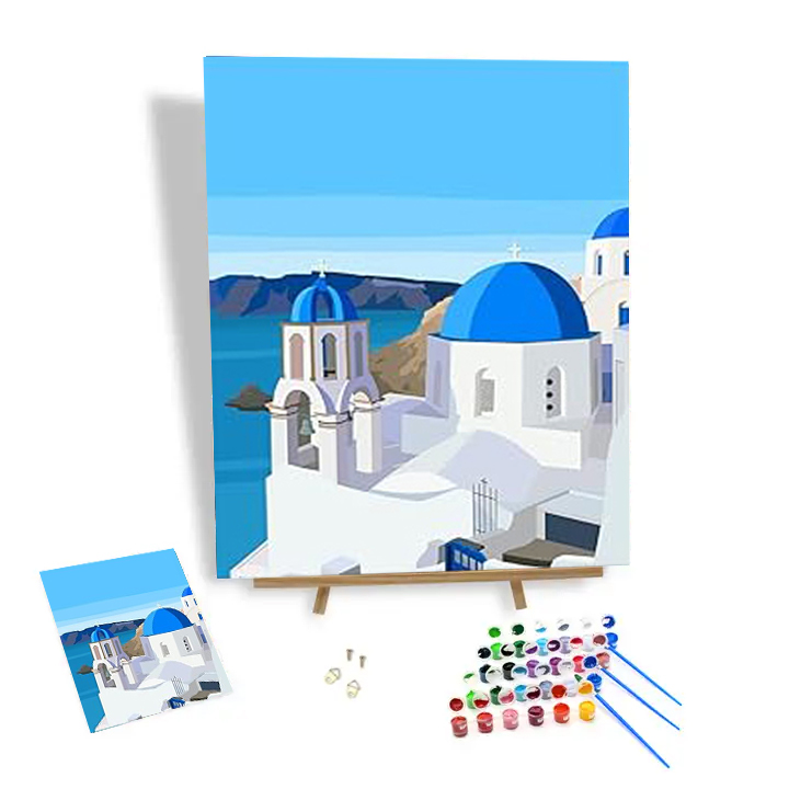 Pintura por números para adultos paisaje playa Castillo Diy pintura por números Kits personalizado hecho a mano pintura acrílica 24 colores