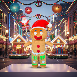 Costume de mascotte gonflable géant de 2,2 m à 2,6 m pour adulte unisexe, motif bonhomme en pain d'épices amusant, personnage de dessin animé, OEM pour Noël - Product Image 4