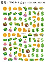 Autocollants pour ongles en papier de la marque Paso Sico, nouveaux, en forme de billets de banque en dollars américains, multicolores, designs 3D pour la décoration des ongles