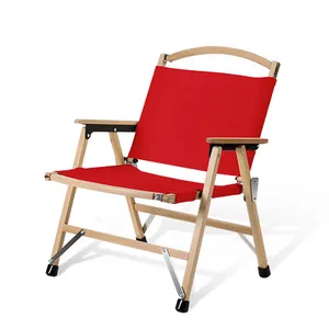 Dış mekan mobilyası ahşap çerçeve sandalye kampı İstistackable katı ahşap kamp sandalyesi