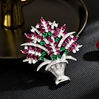 Broche de luxe XILIANGFEIZI, style vintage haut de gamme, motif pot de fleurs, accessoire délicat en cuivre pour mariage et fête