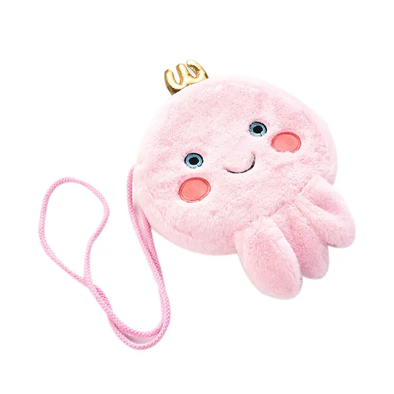 Cartoon octopus coin purses mobile phone plush portable wallet change purses and handbags