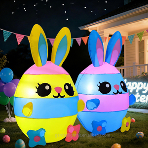 Easer Inflatable Outdoor Decoration 4.1FT Long Cute Rabbits Built in LED Lights Yard Decor for Home <b>Garden</b> Lawn Party - Product Image 4