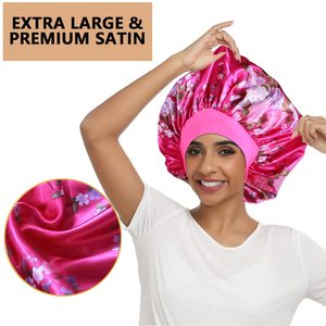 Yên tĩnh cô gái thời trang satin nắp ca-pô hai lớp mượt lớn in đầu quấn Phụ Nữ Ngủ hat chăm sóc tóc nightcap tắm khăn xếp - Product Image 2