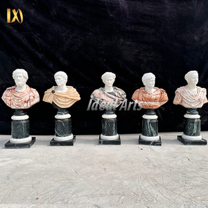 Busto Maschile Classico in Marmo con Piedistallo, Statua in Pietra Intagliata a Mano in Stile Greco per Decorazione d'Interni - Product Image 2