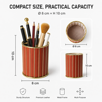 Porte-stylo en cuir PU fait main avec logo personnalisé, métal doré, organisateur de bureau multifonctionnel pour fournitures de bureau, pinceaux de maquillage