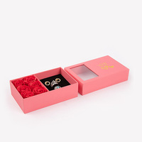 Boîte à bijoux en carton rigide de luxe avec fenêtre en PVC pour collier, bague, boucles d'oreilles, cadeau de la Saint-Valentin, cadeau de fête
