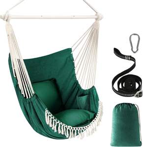 Sedia a dondolo portatile <span class=keywords><strong>amaca</strong></span> sedia a dondolo tra cui 2 cuscini con barra di diffusione in acciaio e tasca laterale grande macramè - Product Image 1