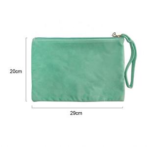 Wholesale Eco Blank Plain Customized Printed Logo Portable Green Reusable Travel Velvet Cosmetic <b>Makeup</b> <b>Bag</b> for Women - Product Image 2