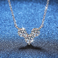 Merryshine S925 Argent Clavicule Chaîne Moissanite Coeur Forme Pendentif Collier Amour Accessoire De Mode En Gros Diamant Bijoux