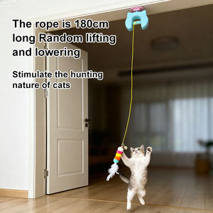 Jouet pour chat électrique à accrocher à la porte, yoyo élastique automatique, anti-morsure en ABS, chenille colorée, plume, jouet interactif pour chat à faire jouer soi-même - Product Image 2