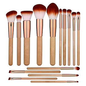 DailyQueen 15 pièces ensemble <span class=keywords><strong>de</strong></span> pinceaux <span class=keywords><strong>de</strong></span> maquillage cosmétiques synthétiques avec manche en bois or <span class=keywords><strong>champagne</strong></span> pour application anti-cernes par les femmes - Product Image 1
