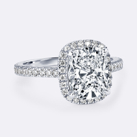 Bague de luxe en argent sterling 925 avec moissanite de 4,0 carats, bague de mariage classique avec halo, alliances pour femme