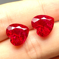 Cadermay Wunderschöner Herzförmiger Labor-Gezüchteter Diamant Roter Rubin 4*4mm~15*15mm Mit Naturgetreuen Einschlüssen für Schmuckherstellung