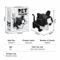Ensemble de blocs de construction Chat Noir, jouet de construction STEM, briques éducatives DIY, kit de modèle d'animal de compagnie, cadeau pour enfants de 6 ans et plus
