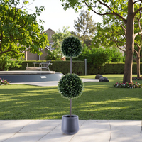 Boule d'herbe artificielle BESCO en pot pour décoration de jardin extérieur, en polyester/PE, résistante aux UV, écologique