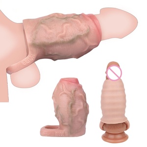 FAAK Wholesale New Penis Sleeve Enlargement Sheath Erotic Sex Toy Penis Sheath Monster <b>Dildo</b> Sleeve Enlarge Customized for Men - Product Image 1