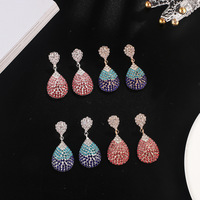 Nouvel Arrivage Transfrontalier Boucles d'oreilles à strass dégradés en forme de goutte d'eau exagérée, clous d'oreilles élégants, bijoux fantaisie E660