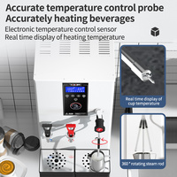 HENGZHI Distributeur d'eau chaude commercial 20L à double chaudière, machine à vapeur et mousseur à lait entièrement automatique pour salon de thé