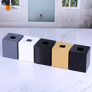 Luxury Hotel Amenities Customized Resin Desktop Tissue Box Decorative Crafts with Square Opening for Restaurant Decor