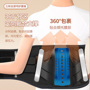 Xin Haohui Waist Support Wrap Around Black Adjustable Breathable <b>Back</b> <b>Brace</b> For Adults All Seasons Mountain Climbing - Product Image 1
