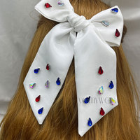 Arc de cheveux du quatrième de juillet pour les filles American Independence Day Plaid Checker Hair Accessoire fabriqué à partir de ruban