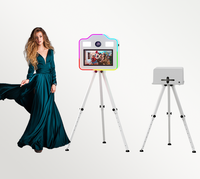 Expédition rapide, cadre lumineux RGB pour photomaton avec trépied réglable en hauteur de 15,6 pouces, trou de montage pour flash réservé, kiosque selfie