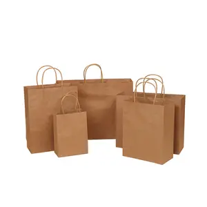 Sıcak satış herhangi bir boyut kağıt torbalar ile kendi Logo, Compostable büyük Kraft kağıt torba, zanaat kahverengi çanta özelleştirilmiş kağıt torbalar
