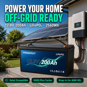 Batterie TPENERGY 12,8V 200Ah LFP à décharge profonde avec protection BMS 4S pour stockage solaire hors réseau, camping-car et bateau - Product Image 3