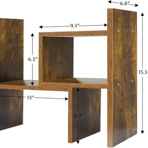 Wooden Desktop <b>File</b> Shelf 3 Tier Standing Office Organizer <b>Storage</b> Rack for Home Student Use - Product Image 2